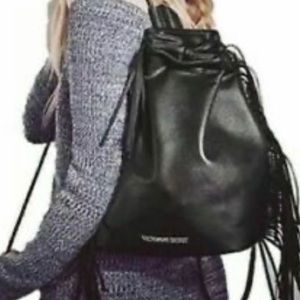• Victoria’s Secret • Faux Leather Fringe Backpack. NWOT